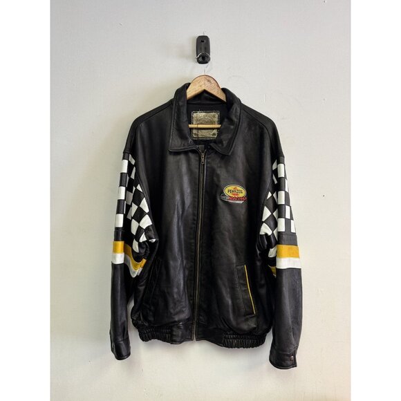 90s Leather Pennzoil Racing Jacket - Picture 1 of 4